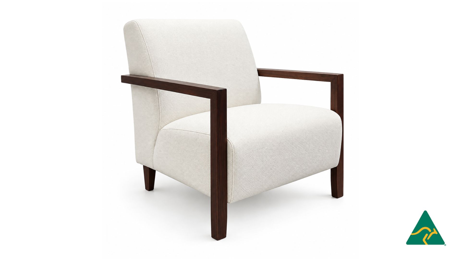 CUSTOM Australian Manufactured LOLA Armchair with Timber arm design, Upholstered in fabric or leather of choice.