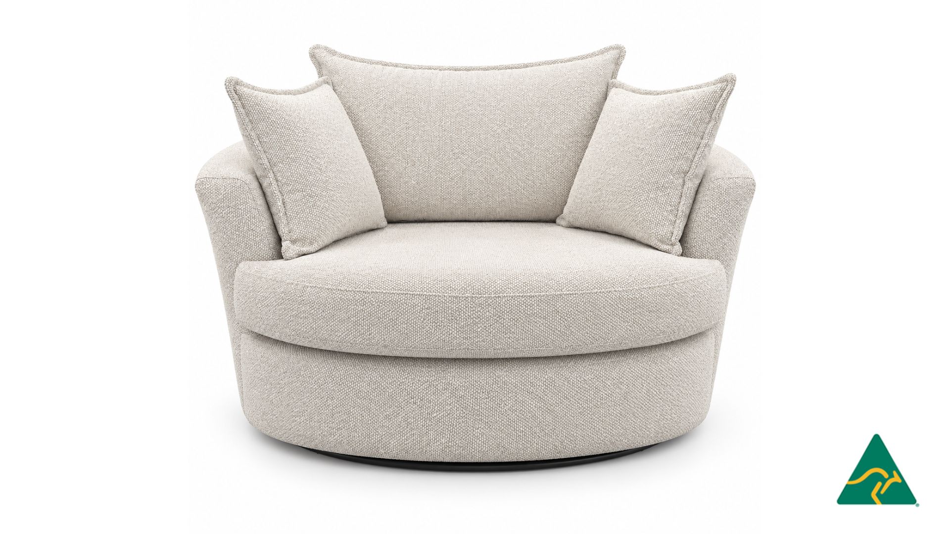 CUSTOM Australian Manufactured MOON Swivel Armchair, Upholstered in Material of Choice, Manufactured in Sydney Australia.