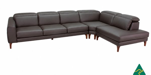 ECHO Australian Manufactured Adjustable Headrest Leather Corner Modular Sofa Lounge