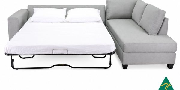 Custom Australian Manufactured JAMES Corner Modular Chaise Lounge with 3 Seater Queen Sofa Bed Lounge, Made to Measure in Sydney Australia.