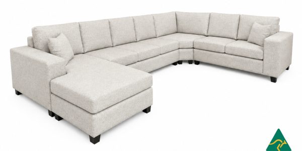 Australian Manufactured WASHINGTON Corner Modular Reversible Chaise Sofa Lounge, Upholstered in Fabric